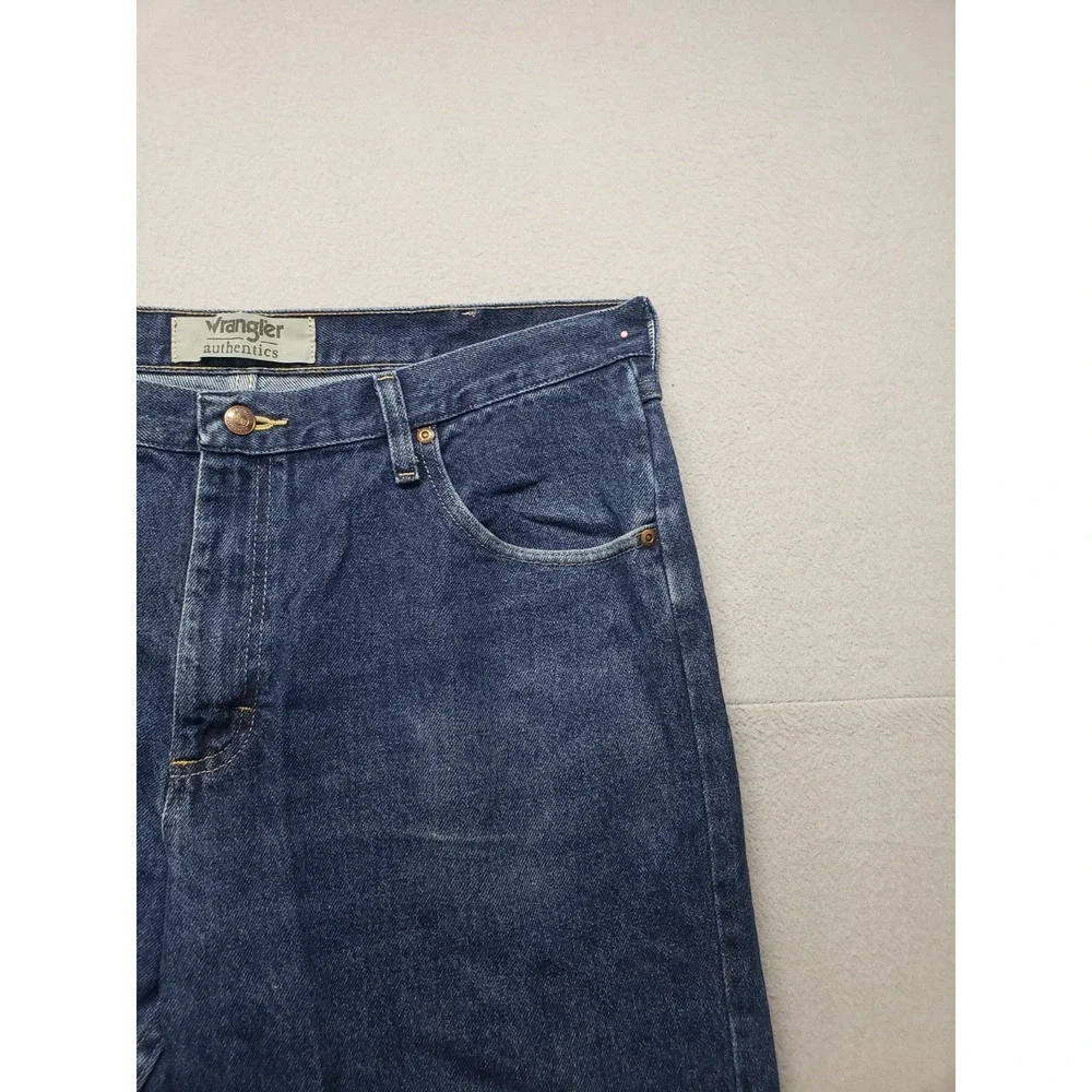 Wrangler Men Denim Jeans 36X29 Blue Zip Button 5 Pockets Mid Rise Stretch Casual